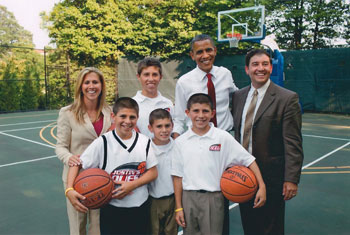 Justin and family with President Obama